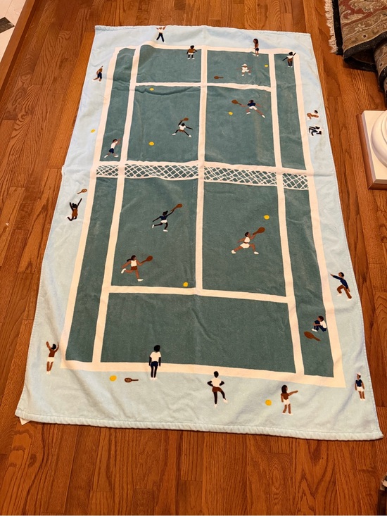 West Elm Other - West Elm Tennis Court Graphic Oversized Beach Blanket - Teal & Light Blue